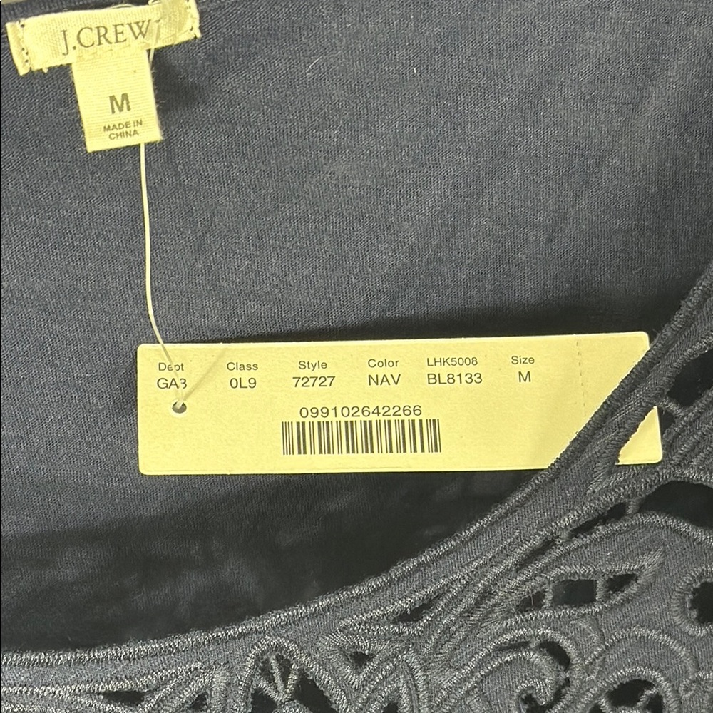 NWT J. Crew Navy Blue Embroidered Women's‎ Top - Picture 4 of 7